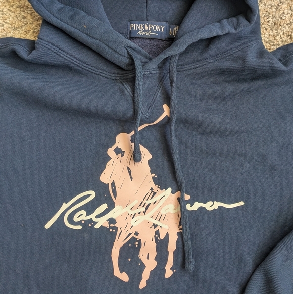 Pink Pony by Ralph Lauren Dark Blue Hoodie with Pink Logo - Picture 2 of 3